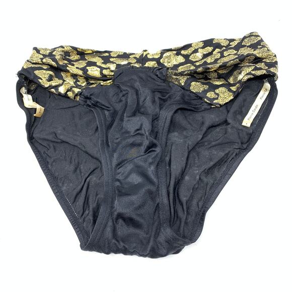 VTG Pierre Cardin Women's Sz 12 Leopard Print Hi Waist Bikini Bottom Gold/Black - Picture 1 of 5